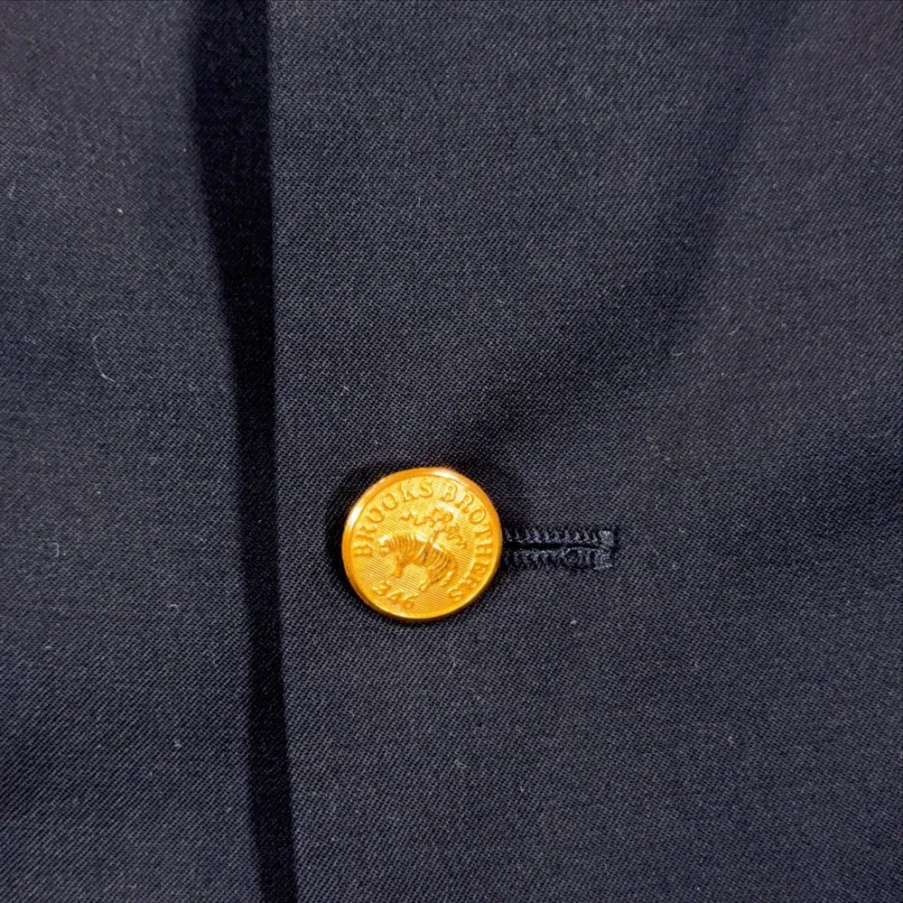 Brooks Brothers 346 Mens Navy Wool 3 Button Blazer Gold Buttons 48L